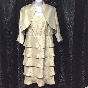 Gold  shimmery knee length evening dress,worn once